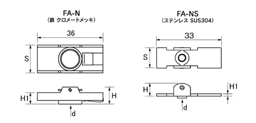 鉄 クロメ-ト フリップアンカー(中空壁用オネジ) FA -N(イイファス品)・ブッシュ本体のみの寸法図