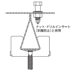 デッキメイト (デッキプレート用/IT.SF、JF)軽天軽設備用 吊りボルト(W3/8)の寸法図