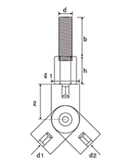 鉄 シグロックブレース 吊りボルト支持具 (RB-WNタイプ)(360°回転)(インチ・ウイット)の寸法図