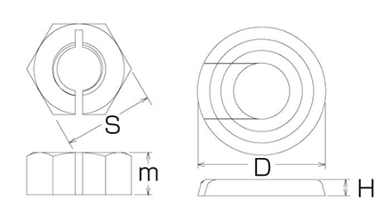 鉄 スナップナットクロメートメッキ (中間挿入ナット)の寸法図