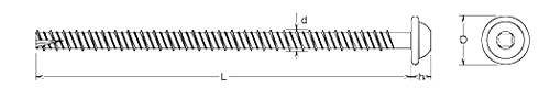 鉄 プレコン GS なべ頭コンクリートアンカー(四角ビット) (箱入り)(イイファス)の寸法図