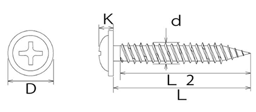 鉄 GS Pレスアンカーパンワッシャー頭 (PPパック)(イイファス)の寸法図