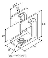 新吊元ロック2 (形鋼ボルト吊元金具)(能重製作所)の寸法図