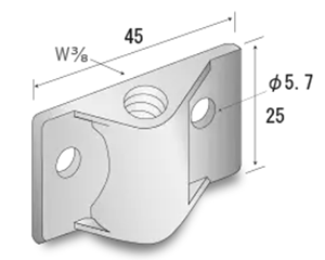 サワタ パワーエイド(薄板用)(亜鉛合金製)(W3/8・振れ止めボルト用金具)の寸法図