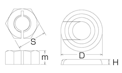 ステンレス スナップナット(中間挿入ナット)の寸法図