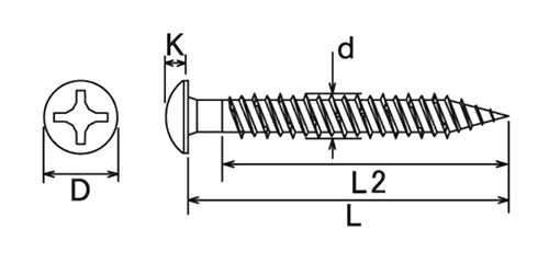 ステンレスSUS304(+) Pレスアンカー トラス頭 (ALC 用ビス)(イイファス)の寸法図