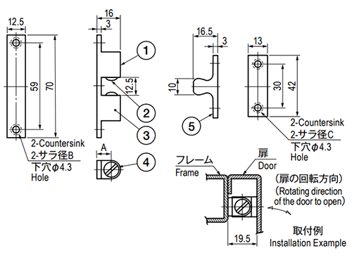 栃木屋 ボールキャッチ TL-91-1の寸法図