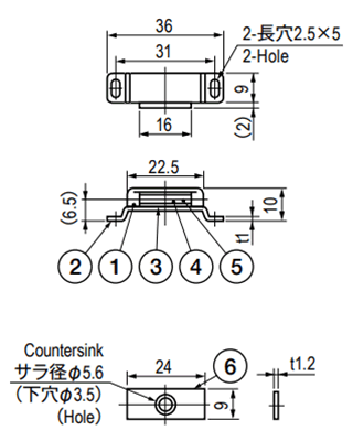 栃木屋 マグネットキャッチ TL-98の寸法図
