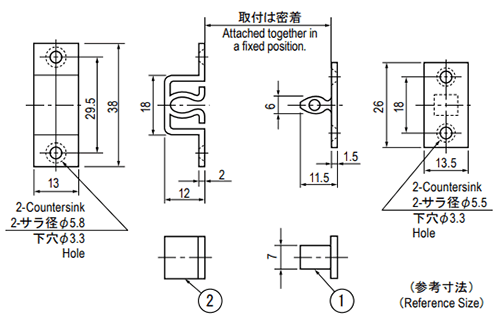 栃木屋 ジュラコンキャッチ(埋込型) TL-119の寸法図