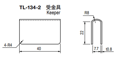栃木屋 ガラス用マグネットキャッチ受金具 TL-134-2の寸法図