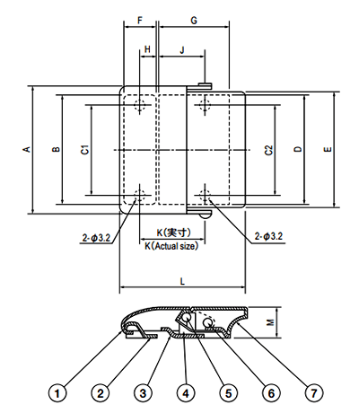 栃木屋 P型蓋止 TL-149-2の寸法図