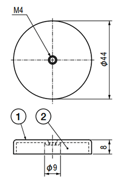 栃木屋 丸型マグネットキャッチ TL-170の寸法図