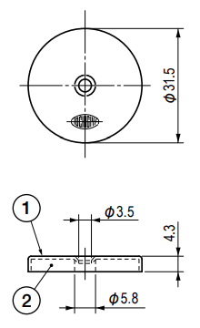 栃木屋 丸型マグネットキャッチ TL-171の寸法図