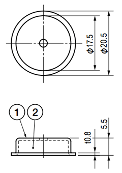 栃木屋 丸型マグネットキャッチ TL-172の寸法図