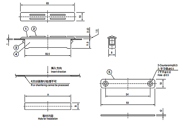 栃木屋 マグネットキャッチ TL-239-2の寸法図