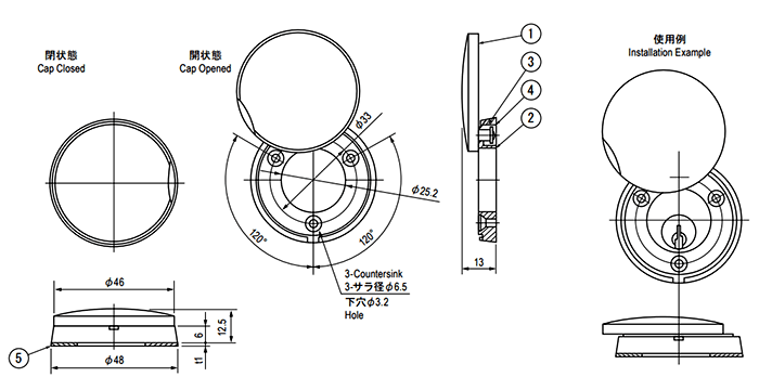 栃木屋 キャップ TL-276の寸法図