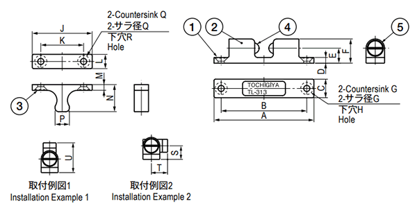 栃木屋 ステンレスボールキャッチ TL-313-1の寸法図