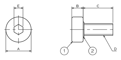 栃木屋 ステンレスシールキャップボルト TL-418-M5-10の寸法図