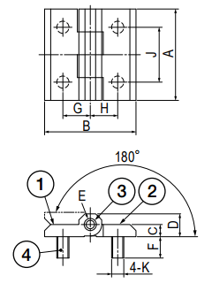 栃木屋 フラットヒンジ TEH-1056-U16の寸法図