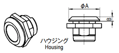 栃木屋 クォーターターン(ハウジング ナット付) TEA-1000-U7の寸法図