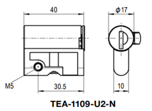 栃木屋 プロファイルハーフシリンダー TEA-1109-U2-Nの寸法図
