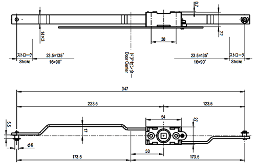 栃木屋 ロッドコントロール TEA-1121-U85-Cの寸法図