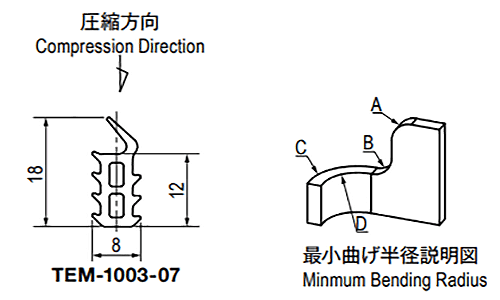 栃木屋 ガスケット TEM-1003-07 (50M)の寸法図