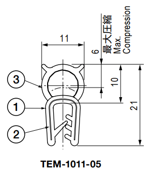 栃木屋 ガスケット TEM-1011-05 (50M)の寸法図