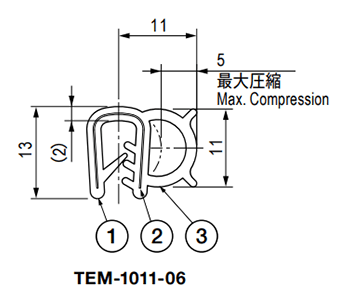 栃木屋 ガスケット TEM-1011-06 (50M)の寸法図