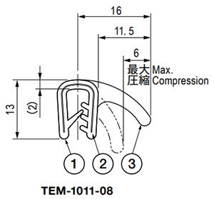 栃木屋 ガスケット TEM-1011-08 (50M)の寸法図