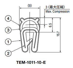 栃木屋 EMCガスケット TEM-1011-10-Eの寸法図