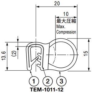 栃木屋 ガスケット TEM-1011-12 (50M)の寸法図
