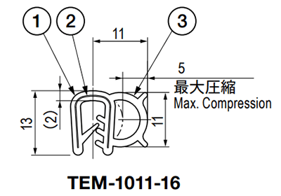 栃木屋 ガスケット(NBR製) TEM-1011-16 (50M)の寸法図