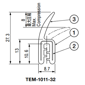 栃木屋 ガスケット TEM-1011-32 (50M)の寸法図