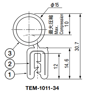 栃木屋 ガスケット TEM-1011-34 (50M)の寸法図
