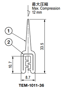 栃木屋 ガスケット TEM-1011-36 (50M)の寸法図