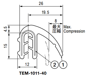 栃木屋 ガスケット TEM-1011-40 (25M)の寸法図