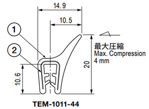 栃木屋 ガスケット TEM-1011-44 (50M)の寸法図