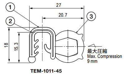 栃木屋 ガスケット TEM-1011-45 (50M)の寸法図
