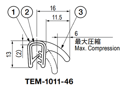 栃木屋 ガスケット(NBR製) TEM-1011-46 (50M)の寸法図