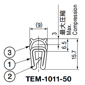 栃木屋 ガスケット(NBR製) TEM-1011-50 (50M)の寸法図