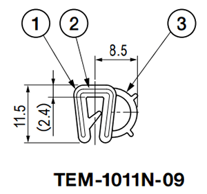 栃木屋 ガスケット(NBR製) TEM-1011N-09 (50M)の寸法図