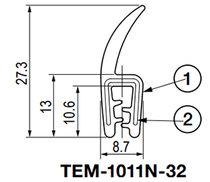 栃木屋 ガスケット(NBR製) TEM-1011N-32 (50M)の寸法図
