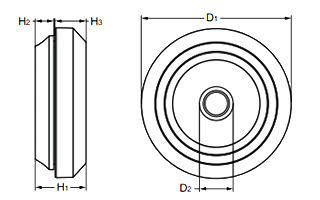 スガツネ工業 樹脂グロメット(防水防塵 フレキ型)の寸法図