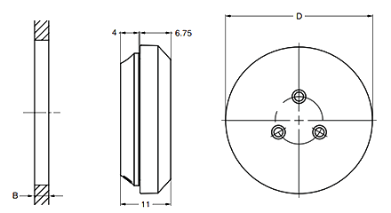 スガツネ工業 樹脂グロメット(防水防塵 フレキ三つ穴型)の寸法図