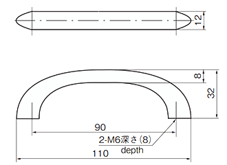 タキゲン A-2 取手1型 (亜鉛合金)の寸法図