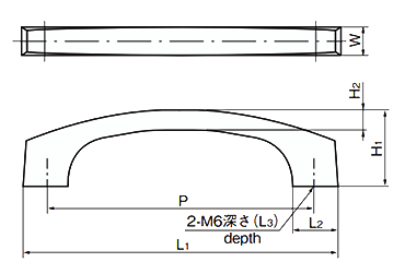タキゲン A-3 取手2型 (亜鉛合金)の寸法図