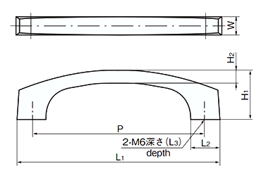 タキゲン A-3 取手2型 (樹脂)の寸法図
