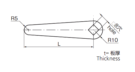 タキゲン AC-25 止め金 (鉄製)の寸法図