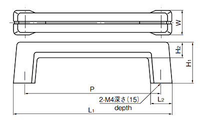 タキゲン AP-41-H ライン取手(樹脂)の寸法図